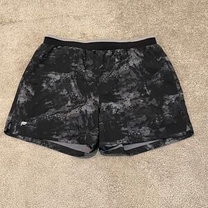 Fabletics Mens Athletic Shorts Black Grey Camo Built-in Liner Gym Running 2X